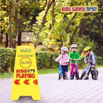 Durable 2 Pack Kid Playing Caution Sign with Reflective Tape