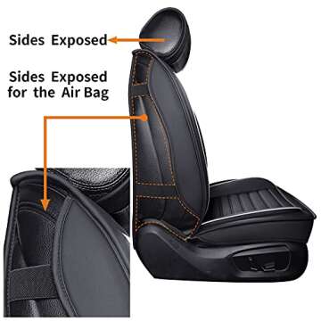 OMOKA AUTO Car Seat Covers with Waterproof Leather,Vehicle Cushion Cover for Cars SUV Sedan Pick-up Truck Universal Fit Set for Most Cars (Black-White, 5 Sets Full Seat)