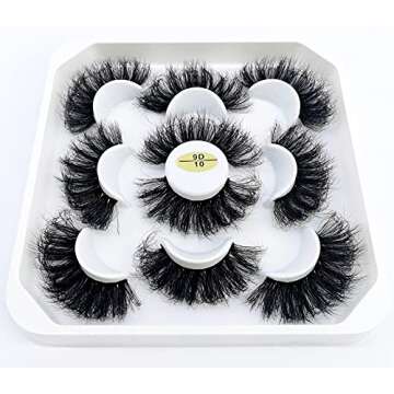 HBZGTLAD 5 Pairs 25mm 3D Mink False Eyelashes with Custom Natural Mink Lashes, Handmade, Reusable, B...