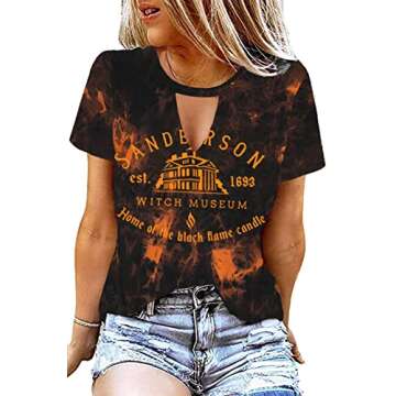 MAIHUN Halloween Shirt for Women Hocus Pocus Shirts Sanderson Sisters Scary Movies T Shirt Horror Sq...