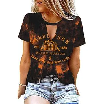 MAIHUN Halloween Shirt for Women Hocus Pocus Shirts Sanderson Sisters Scary Movies T Shirt Horror Sq...