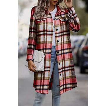 PRETTYGARDEN Women's Cozy Plaid Shacket - Stylish Winter Jacket 2024
