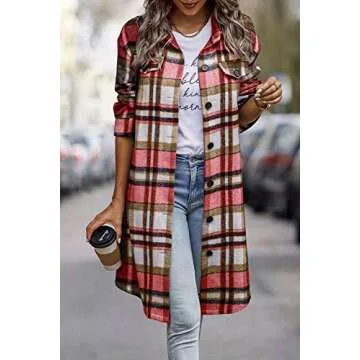 PRETTYGARDEN Women's Plaid Shacket for Cozy Winter Style