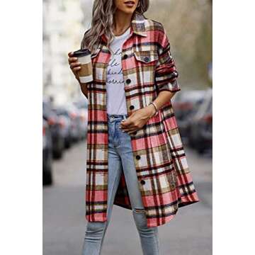 PRETTYGARDEN Women's Plaid Shacket for Cozy Winter Style