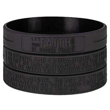 Sainstone Faith Bigger Than Fear - Motivational Quotes Silicone Bracelets with Inspirational Bible V...