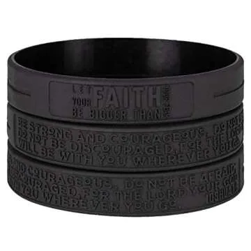 Sainstone Faith Bigger Than Fear - Motivational Quotes Silicone Bracelets with Inspirational Bible V...