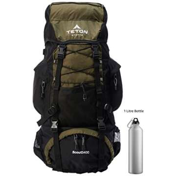 TETON 55L Scout Internal Frame Backpack for Hiking, Camping, Backpacking, Rain Cover Included