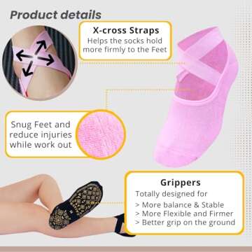RATIVE X-Cross Non Slip Yoga Pilates Hospital Socks