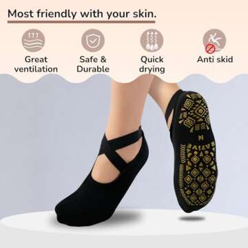 RATIVE X-Cross Non Slip Yoga Pilates Hospital Socks