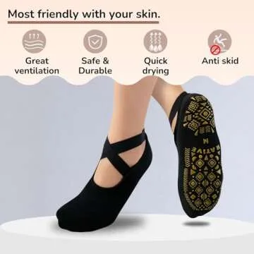 RATIVE X-Cross Non Slip Yoga Pilates Hospital Socks