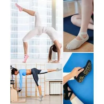 RATIVE X-Cross Non Slip Yoga Pilates Hospital Socks