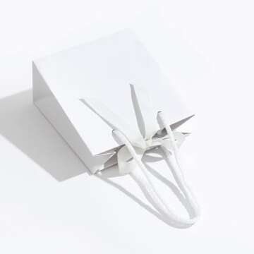 SHYRABBIT 10pcs White Gift Bags with Handles,7.9x3.1x9.1Inch Cosmetics Paper Bags,Gift Bags,White gi...