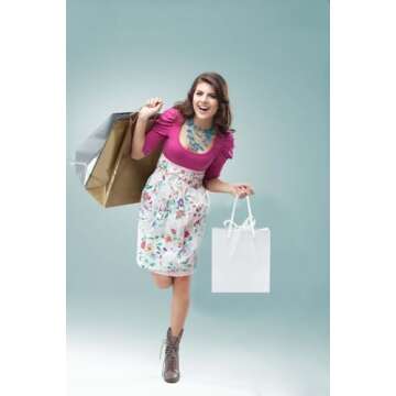 SHYRABBIT 10pcs White Gift Bags with Handles,7.9x3.1x9.1Inch Cosmetics Paper Bags,Gift Bags,White gift bags with Bow,Christmas Gift Bags, shopping Paper bags