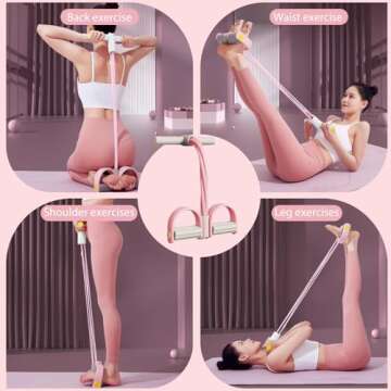 Foot Pedal Resistance Band,6-Tube Pedal Puller Resistance Rope,Yoga Elastic Exercise Bands, for Women Jump Fitness, Abdomen/Arm Weight/Waist/Leg Stretching Slimming Training(Pink)