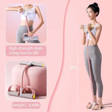 Foot Pedal Resistance Band,6-Tube Pedal Puller Resistance Rope,Yoga Elastic Exercise Bands, for Women Jump Fitness, Abdomen/Arm Weight/Waist/Leg Stretching Slimming Training(Pink)