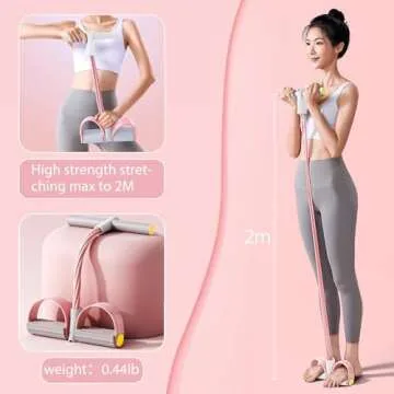 Foot Pedal Resistance Band,6-Tube Pedal Puller Resistance Rope,Yoga Elastic Exercise Bands, for Women Jump Fitness, Abdomen/Arm Weight/Waist/Leg Stretching Slimming Training(Pink)