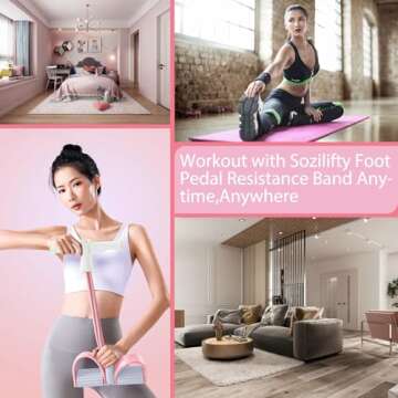 Foot Pedal Resistance Band,6-Tube Pedal Puller Resistance Rope,Yoga Elastic Exercise Bands, for Women Jump Fitness, Abdomen/Arm Weight/Waist/Leg Stretching Slimming Training(Pink)