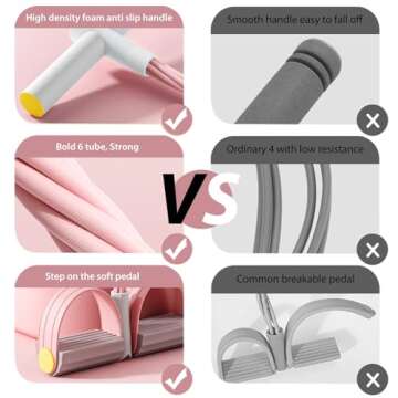 Foot Pedal Resistance Band,6-Tube Pedal Puller Resistance Rope,Yoga Elastic Exercise Bands, for Women Jump Fitness, Abdomen/Arm Weight/Waist/Leg Stretching Slimming Training(Pink)