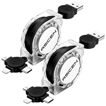3.3ft 2Pack Retractable Multi Charger Cable