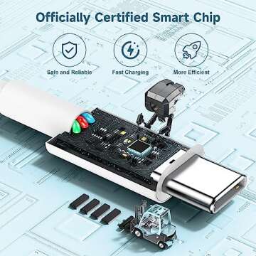 chcela 60W USB C to USB C Cable [3Pack] iPhone 15 Fast Charging Cable,6ft Long USB-C to USBC Power Cord for iPhone 16/15 Pro Plus Pro Max, MacBook Pro Air/IPad/iPad Pro 12.9/11,AirPods 4(White)