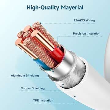 chcela 60W USB C to USB C Cable [3Pack] iPhone 15 Fast Charging Cable,6ft Long USB-C to USBC Power Cord for iPhone 16/15 Pro Plus Pro Max, MacBook Pro Air/IPad/iPad Pro 12.9/11,AirPods 4(White)