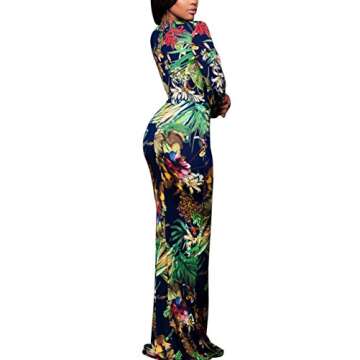 Elegant Floral Formal Dresses for Women Sexy Bodycon V Neck Cocktail Floor Length Prom Long Dress for Evening Party(X-Large) Flower