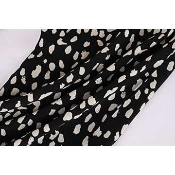 chimikeey Womens Leopard Print Wide Leg Pants High Waisted Belted Palazzo Trousers Black