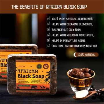 African Deep Cleansing Exfoliating Shea Butter Natural Black Soap Bar Magic Anti Rebelles Beauty Moi...