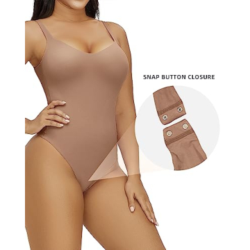 SHAPERX Women's No Compression Square Neck Bodysuit