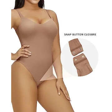 SHAPERX Women's No Compression Square Neck Bodysuit