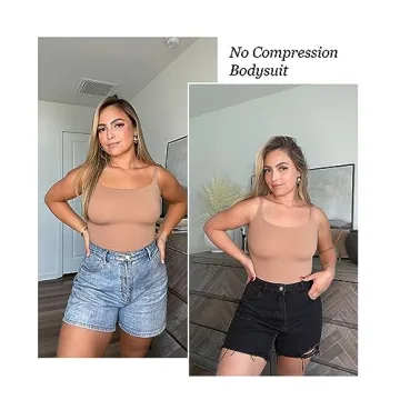 SHAPERX Women's No Compression Square Neck Bodysuit