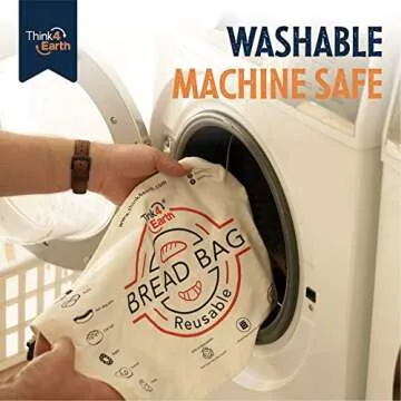 THINK4EARTH® - Reusable Organic Cotton Bread Bag For Homemade Bread Large|premium Quality Bread Bags-unique Cotton Bags For Bread Loaves-safe And Eco-friendly Storage For Bread (2 Units)