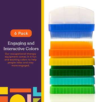 Special Supplies Therapy Brushes Colorful 6-Pack + Removable Handle, Calming Occupational and Sensor...