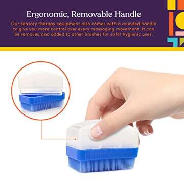 Special Supplies Therapy Brushes Colorful 6-Pack + Removable Handle, Calming Occupational and Sensory Tools with Deep Pressure Massage, Soft Bristles, Stimulates and Calms Kids or Adults, Latex-Free