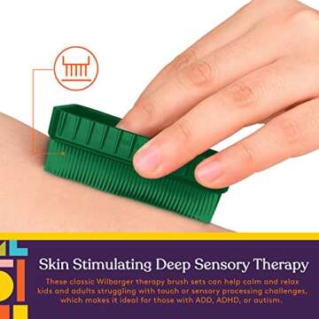 Special Supplies Therapy Brushes Colorful 6-Pack + Removable Handle, Calming Occupational and Sensory Tools with Deep Pressure Massage, Soft Bristles, Stimulates and Calms Kids or Adults, Latex-Free