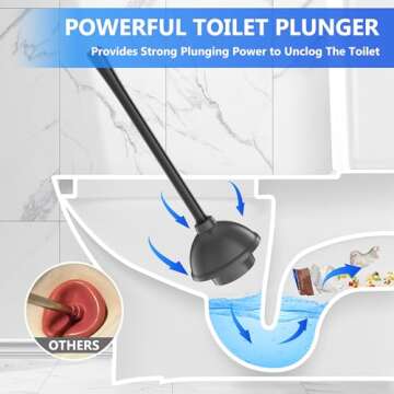 LOVLOY Toilet Plunger with Holder, Plunger with Unique Holder, Plungers for Bathroom with Holder, To...