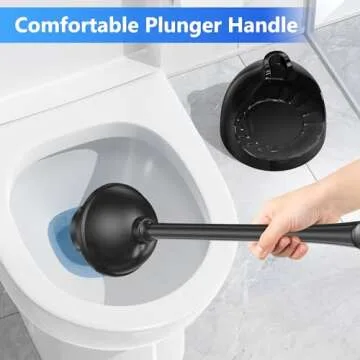 LOVLOY Toilet Plunger with Holder, Plunger with Unique Holder, Plungers for Bathroom with Holder, Toilet Plunger Heavy Duty (2, Black)