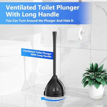 LOVLOY Toilet Plunger with Holder, Plunger with Unique Holder, Plungers for Bathroom with Holder, Toilet Plunger Heavy Duty (2, Black)