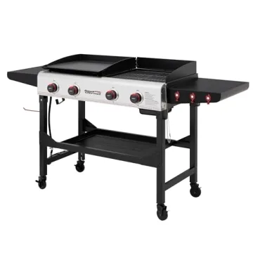 Royal Gourmet GD403 4-Burner Propane Gas Grill and Griddle Combo with Folding Legs, 48,000 BTUs, Por...