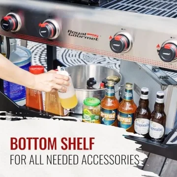 Royal Gourmet GD403 4-Burner Propane Gas Grill and Griddle Combo with Folding Legs, 48,000 BTUs, Portable Griddle Grill Combo for Outdoor Cooking While Camping or Tailgating, Black & Silver