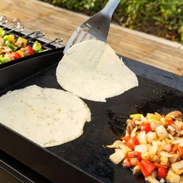 Royal Gourmet GD403 4-Burner Propane Gas Grill and Griddle Combo with Folding Legs, 48,000 BTUs, Portable Griddle Grill Combo for Outdoor Cooking While Camping or Tailgating, Black & Silver