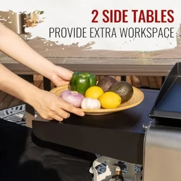 Royal Gourmet GD403 4-Burner Propane Gas Grill and Griddle Combo with Folding Legs, 48,000 BTUs, Portable Griddle Grill Combo for Outdoor Cooking While Camping or Tailgating, Black & Silver