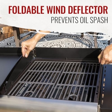 Royal Gourmet GD403 4-Burner Propane Gas Grill and Griddle Combo with Folding Legs, 48,000 BTUs, Portable Griddle Grill Combo for Outdoor Cooking While Camping or Tailgating, Black & Silver