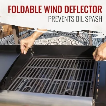 Royal Gourmet GD403 4-Burner Propane Gas Grill and Griddle Combo with Folding Legs, 48,000 BTUs, Portable Griddle Grill Combo for Outdoor Cooking While Camping or Tailgating, Black & Silver