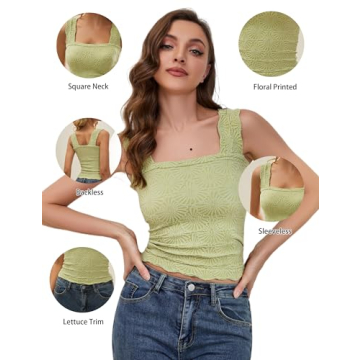 AIHUKOCY Women's Stylish Floral Crop Tank Top