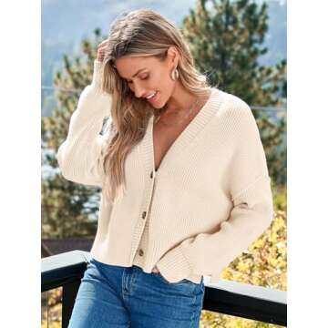 LILLUSORY Women's Cropped Cardigan Oversized Button Sweaters 2025 Fall Trendy Knit Dressy Fashion Outfits