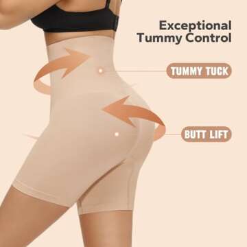 ShaperSwan Shapewear Shorts for Women (Nude, M/L), High Waisted Body Shaper Shorts, Tummy Control, Butt Lifter, Seamless Compression, Body Shaper for Thigh Slimming (Nude, M/L)