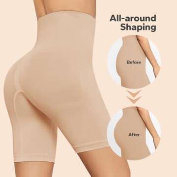 ShaperSwan Shapewear Shorts for Women (Nude, M/L), High Waisted Body Shaper Shorts, Tummy Control, Butt Lifter, Seamless Compression, Body Shaper for Thigh Slimming (Nude, M/L)