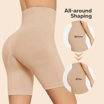 ShaperSwan Shapewear Shorts for Women (Nude, M/L), High Waisted Body Shaper Shorts, Tummy Control, Butt Lifter, Seamless Compression, Body Shaper for Thigh Slimming (Nude, M/L)