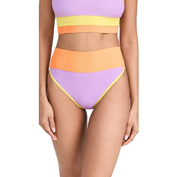 Beach Riot Women's Emmy Bikini Bottoms in Sundazed Color Block - Stylish & Comfortable Swimwear